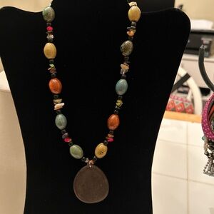 Multicolor Beaded Necklace with Pendant